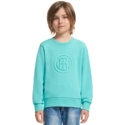 Inter Felpe E Giacche^IM FELPA GIROCOLLO EMBOSSED CREST BAMBINO TURCHESE