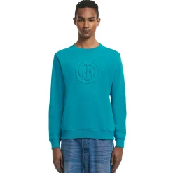 Inter Felpe E Giacche^IM FELPA GIROCOLLO EMBOSSED CREST VERDE PETROLIO