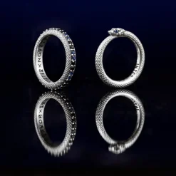 Inter Gioielli^IM X NOVE25 ANELLO BISCIONE CON BRILLANTI NERAZZURRI SILVER