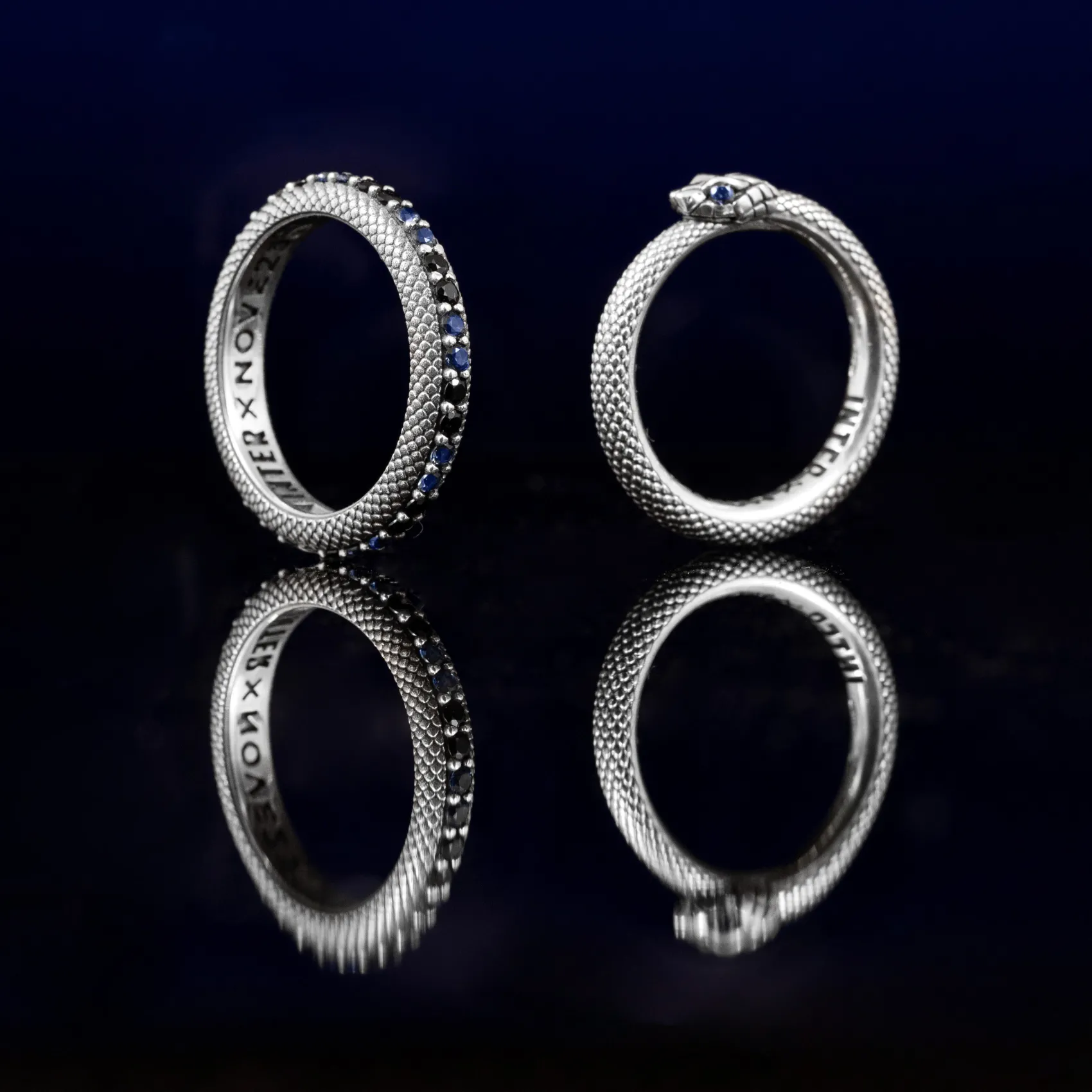 Inter Gioielli^IM X NOVE25 ANELLO BISCIONE CON BRILLANTI NERAZZURRI SILVER