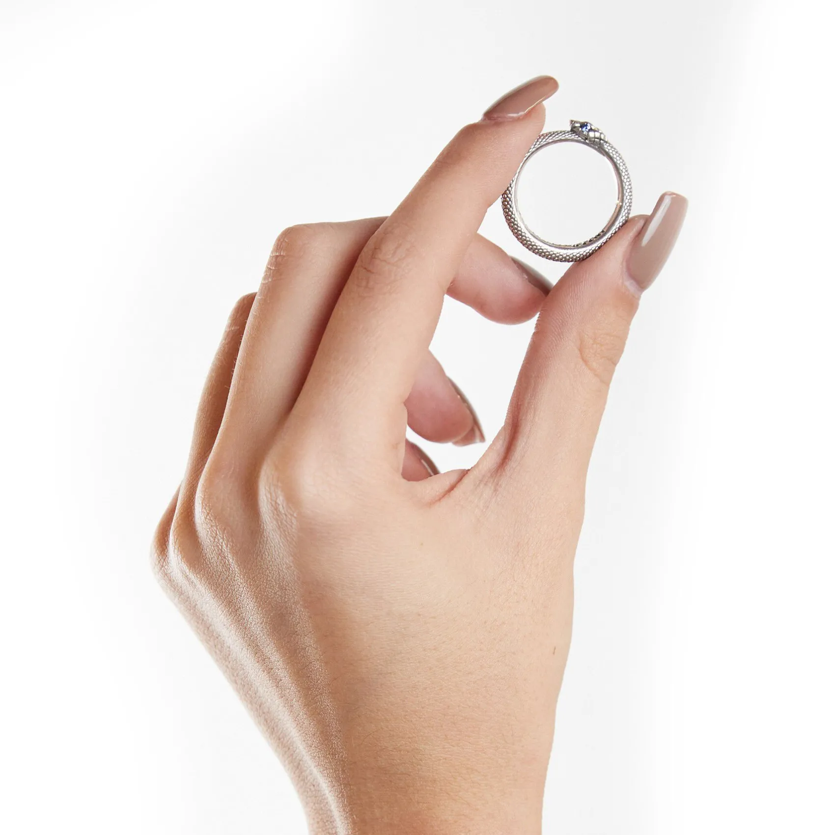 Inter Gioielli^IM X NOVE25 ANELLO BISCIONE CON BRILLANTI NERAZZURRI SILVER