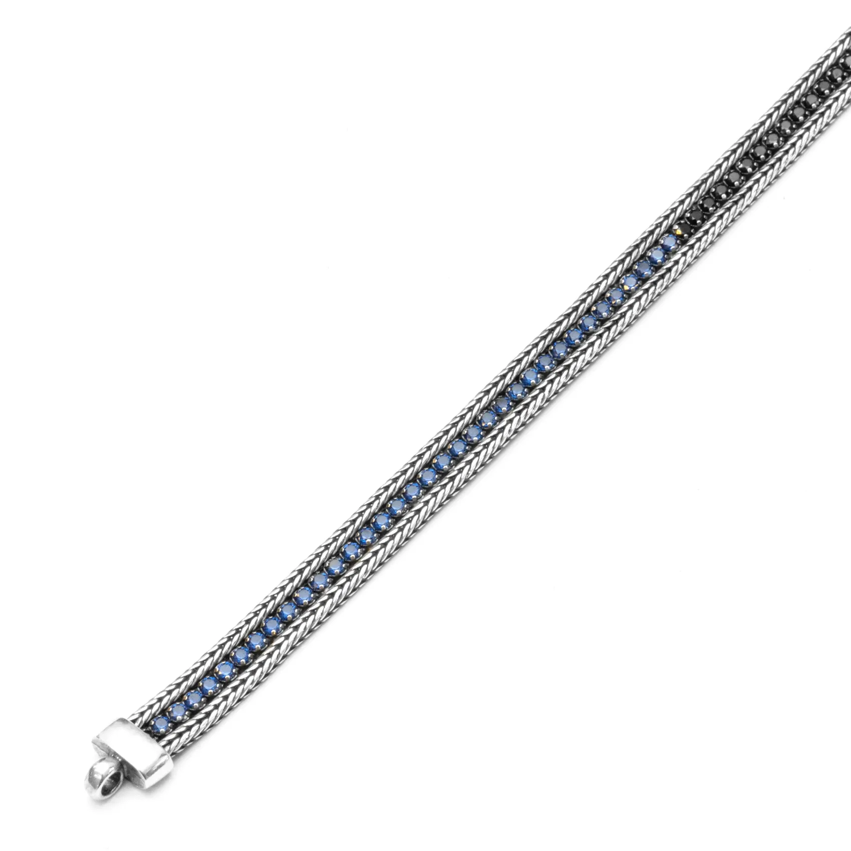 Inter Gioielli^IM X NOVE25 BRACCIALE IN ARGENTO CON BRILLANTI NERAZZURRI SILVER