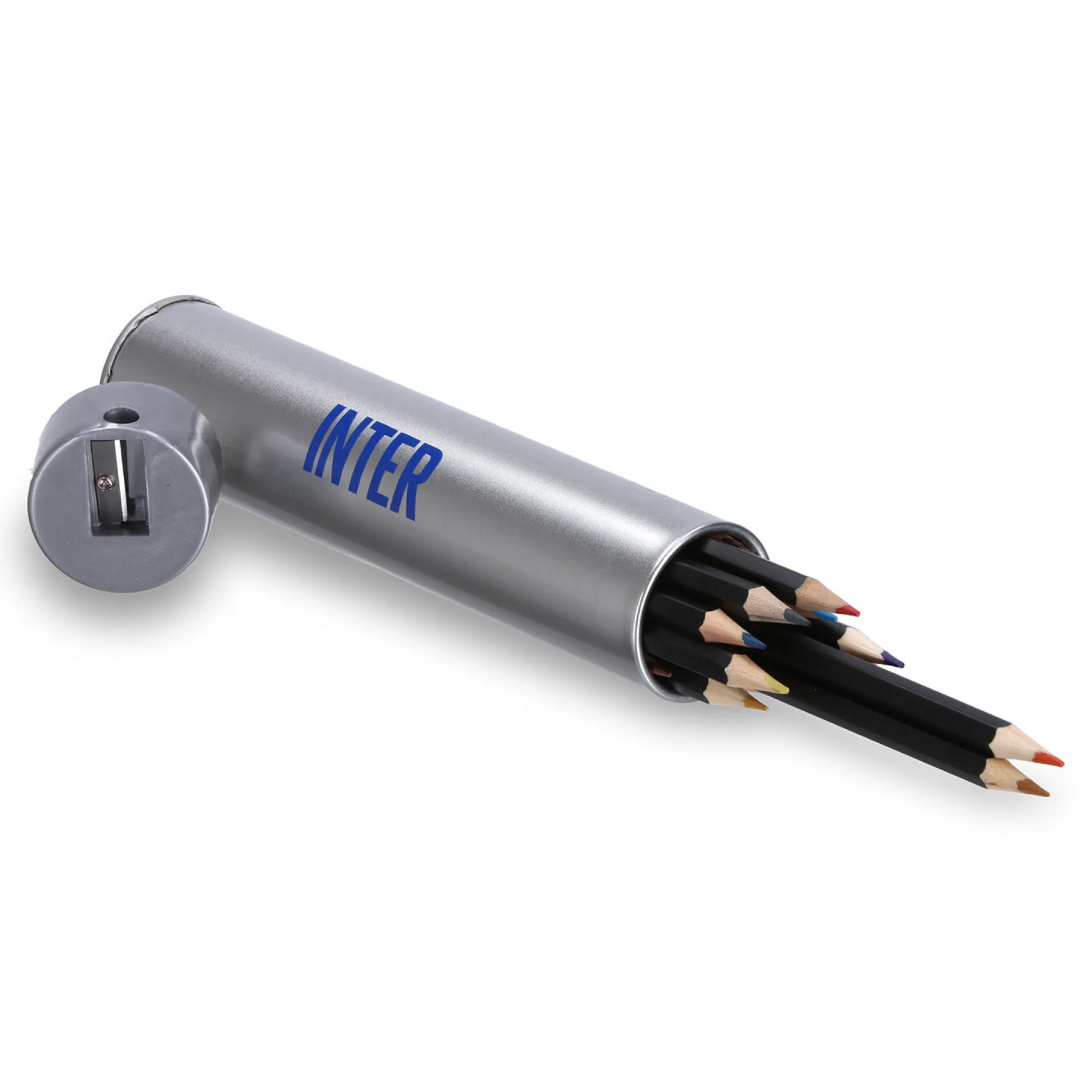 Inter Cancelleria^IM SET MATITE COLORATE E TEMPERINO SILVER