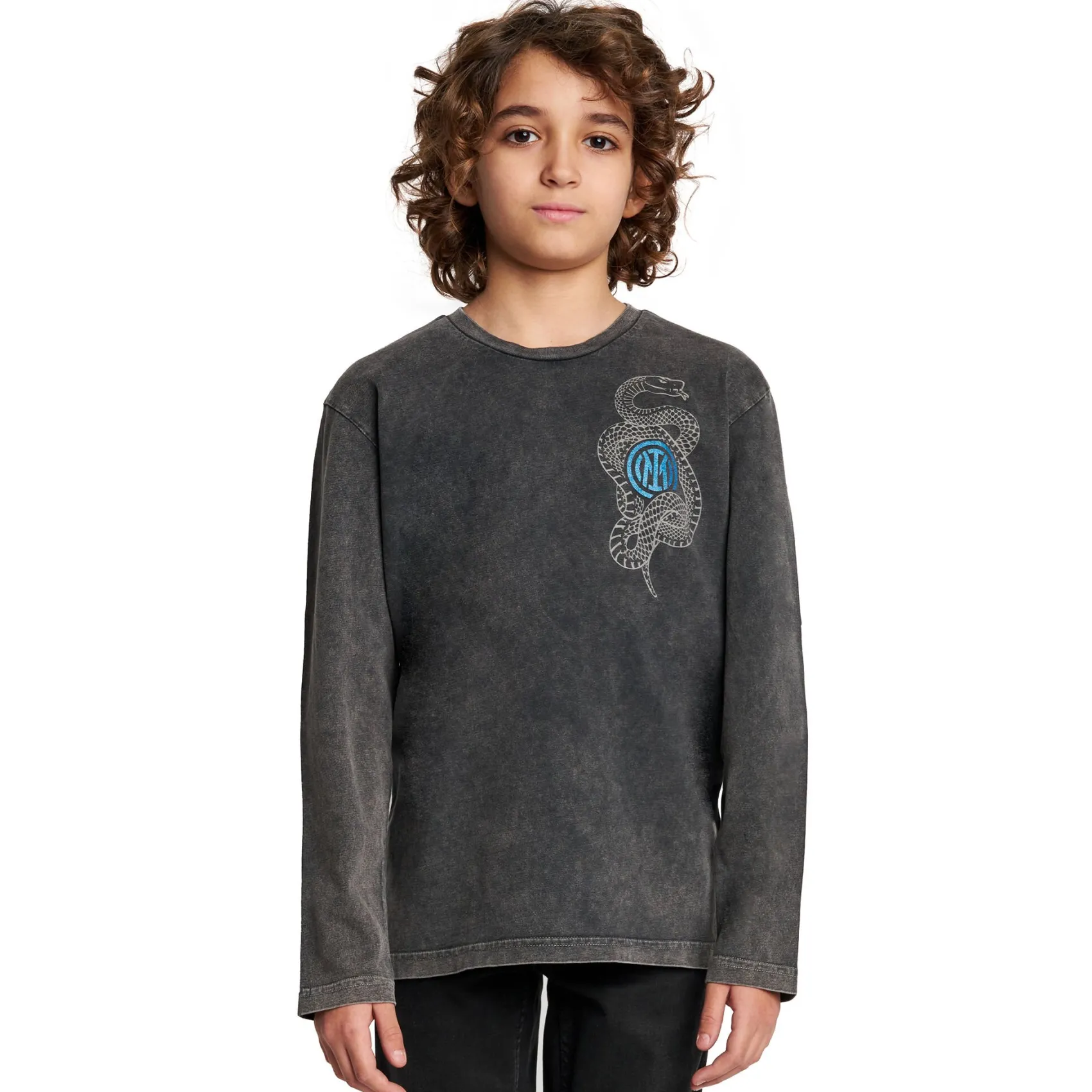 Inter T-Shirt E Polo^IM T-SHIRT MANICHE LUNGHE SNAKE CLUB BAMBINO GRIGIO SCURO